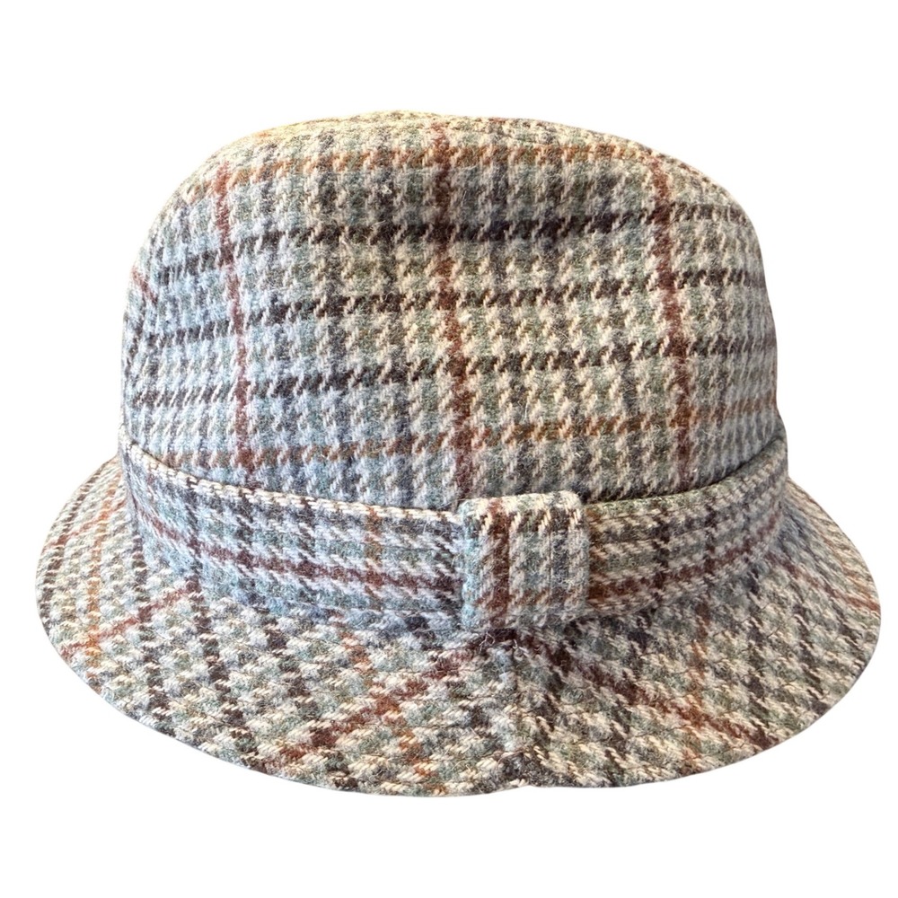 Kangol Mens Plaid Tweed Fedora‎ Hat Blue Brown Tan Large Classic Streetwear